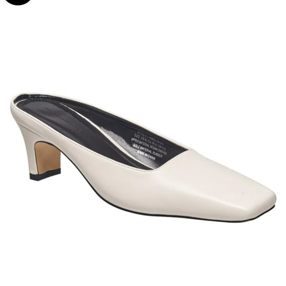 French Connection Aimee Closed Toed Mules, Size 7, White